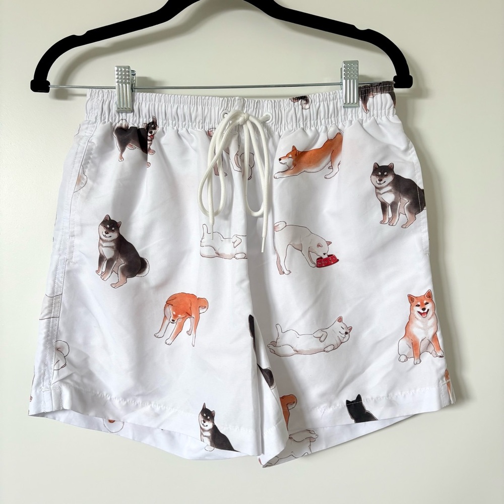 Wooji Shiba Inu Allover Print Swim Shorts Size XS